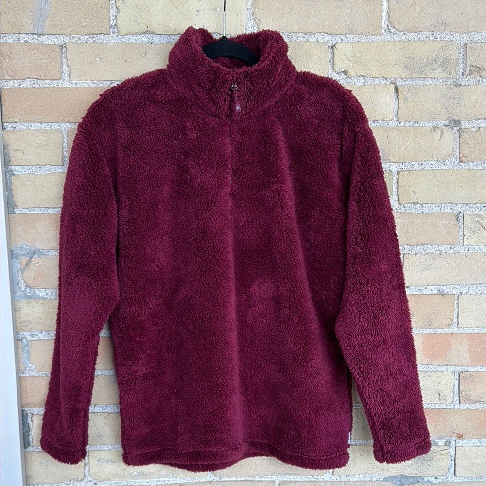Eddie Bauer Cozy Burgundy Teddy Pullover